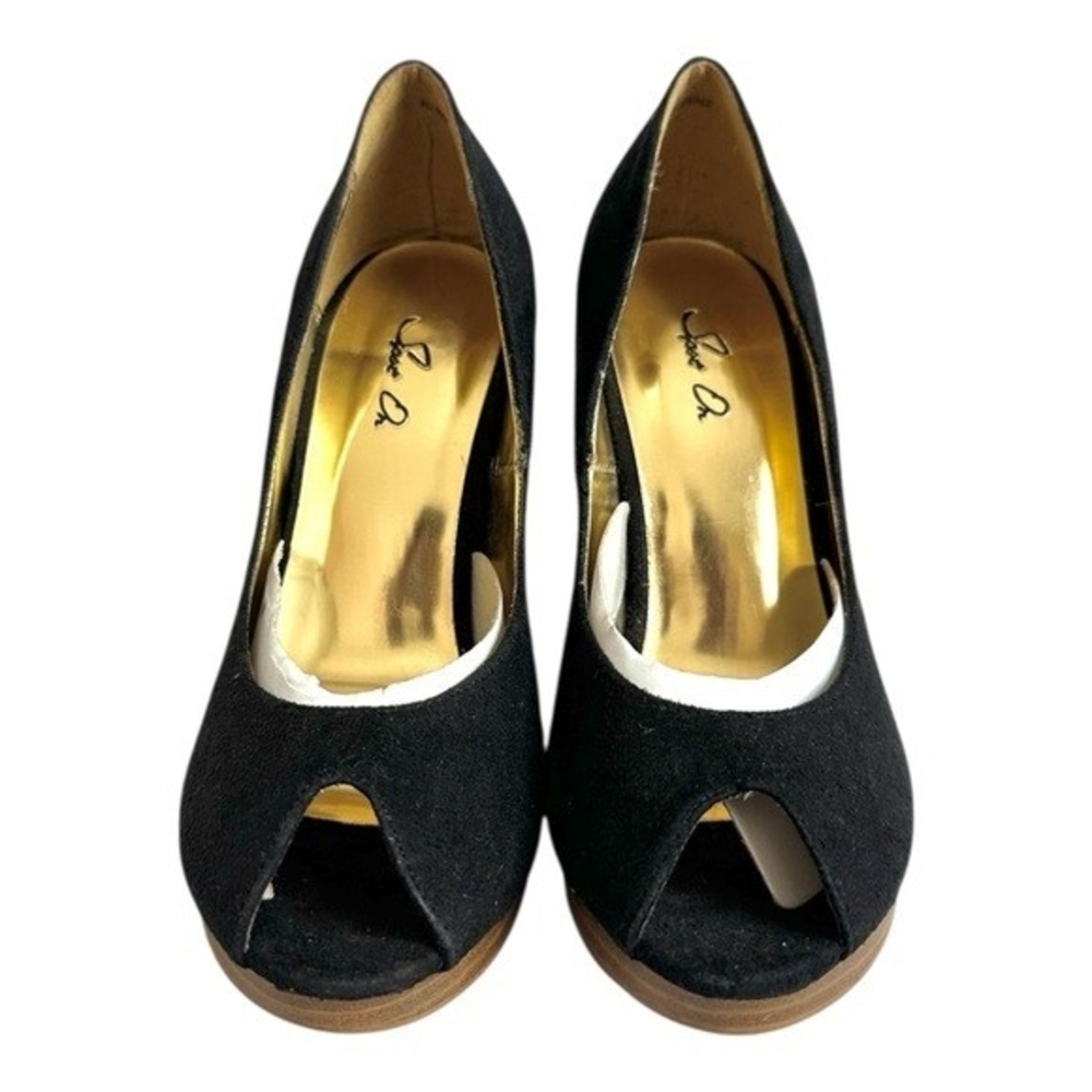 Spot On Athena Black Peep Toe Heels Womens High Heel Sandals 4" Stiletto Size 36 - Picture 5 of 10